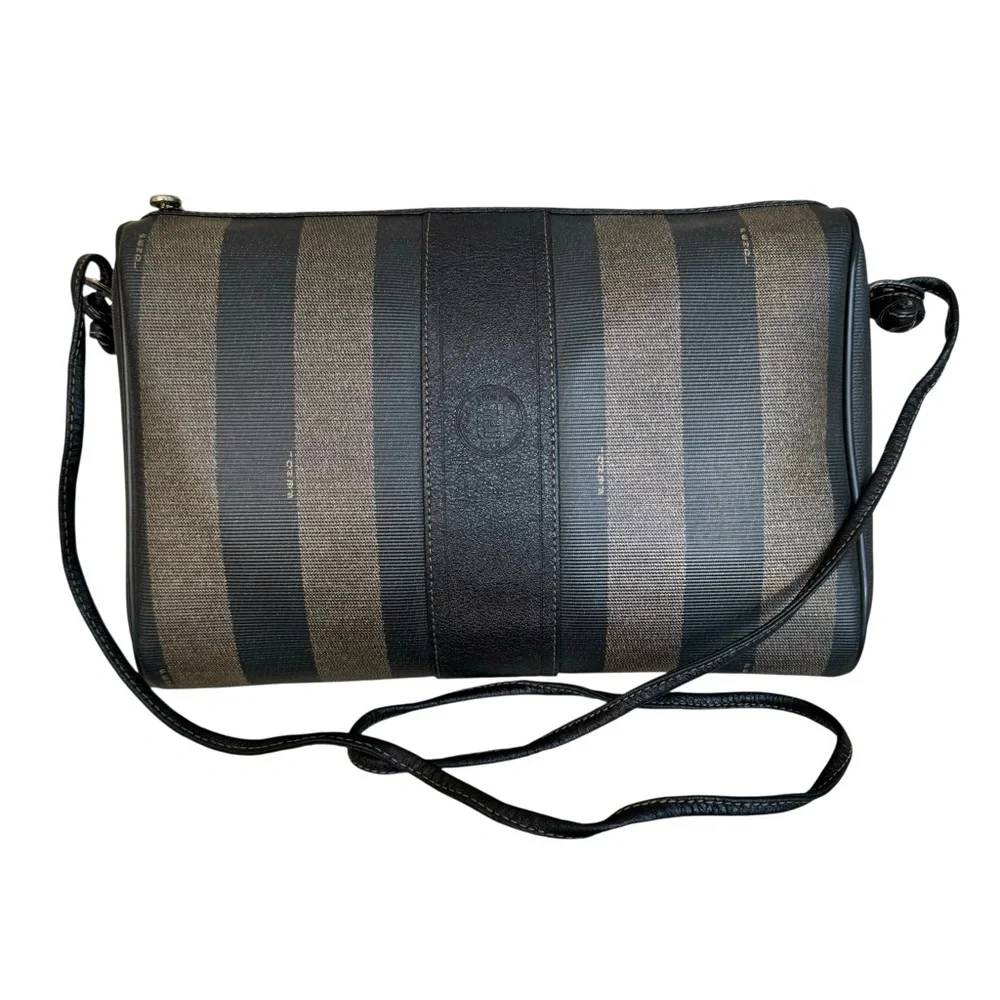 FENDI Vintage Pequin Striped Shoulder Bag Large Crossbody - Picture 4 of 17